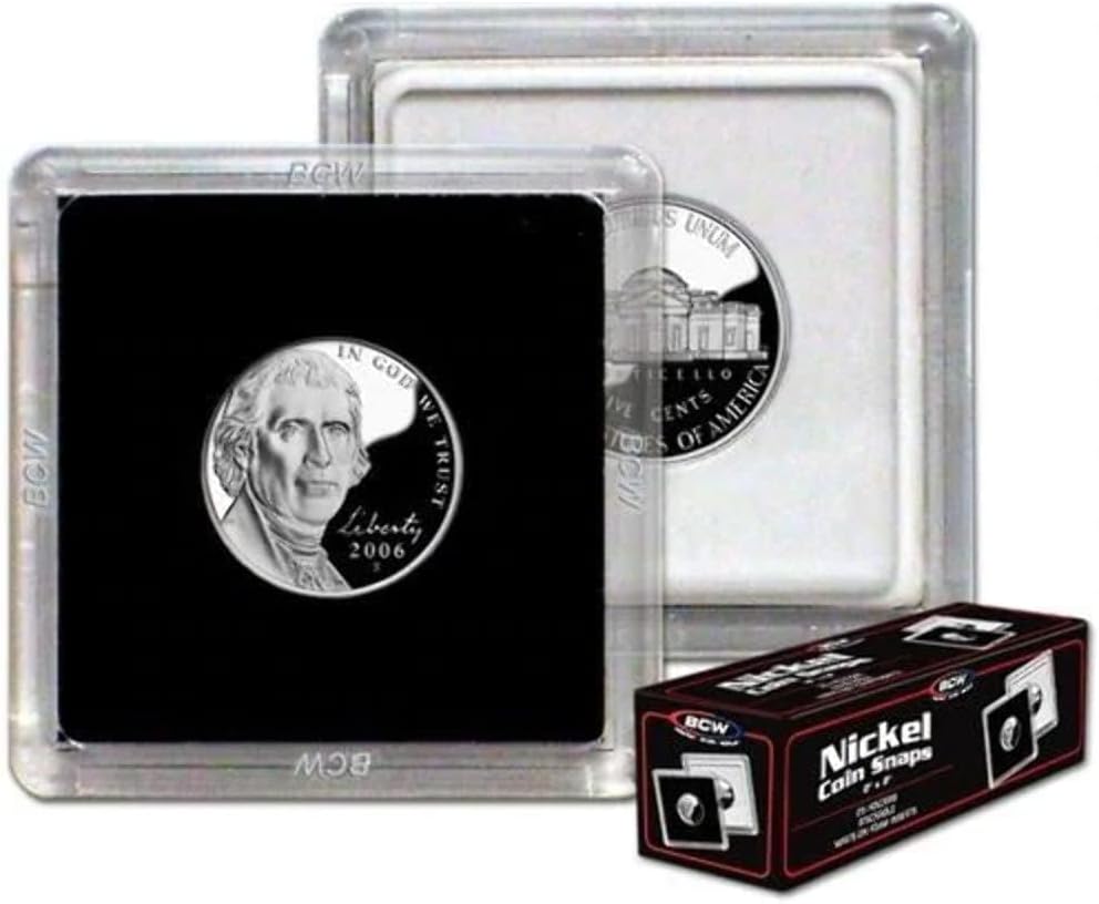 BCW 2x2 Coin Snap - 25 ct Penny Holder | Archival Safe Coin Protector | Crystal Clear Polystyrene Coin Display Case | Ideal for US Lincoln Penny | Coin Holders for Collectors