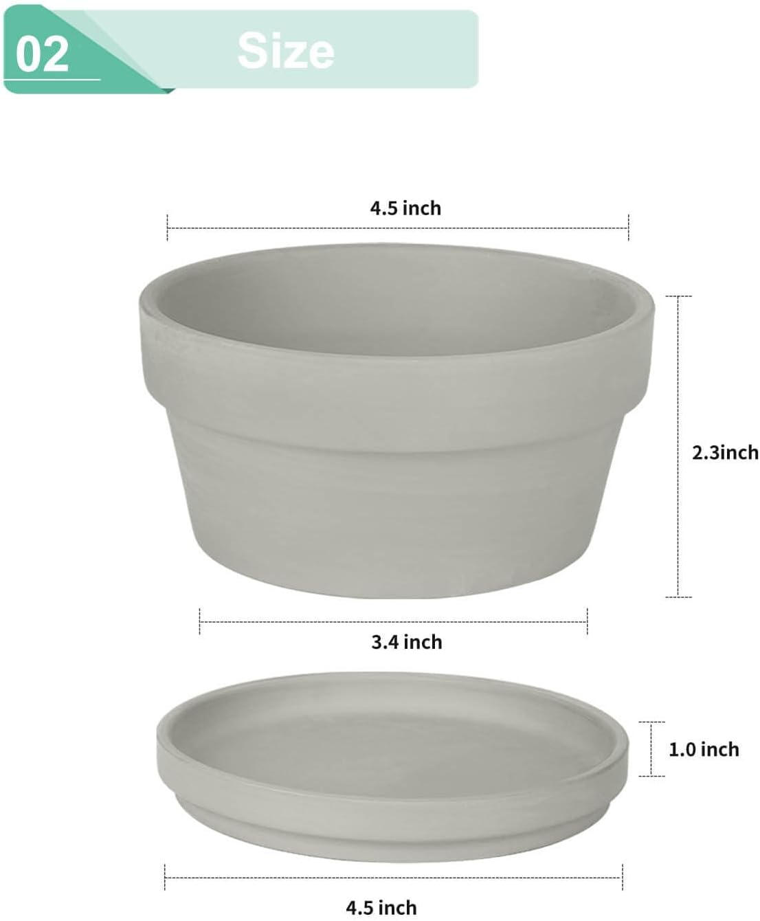 vensovo 3.7 Inch Terracotta Shallow Succulent Pots with Saucers, 6 Pack