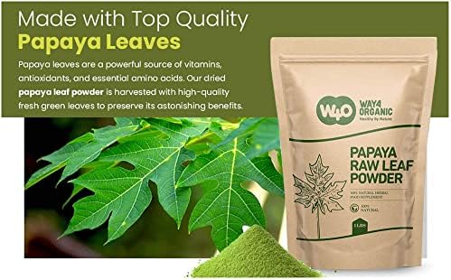 Way4Organic Papaya Leaf Powder 16 Ounces(1 Pound), Dried from Fresh Green Leaves, Good to Make Tea, Juice Extract, (No Fruit, No Seeds)