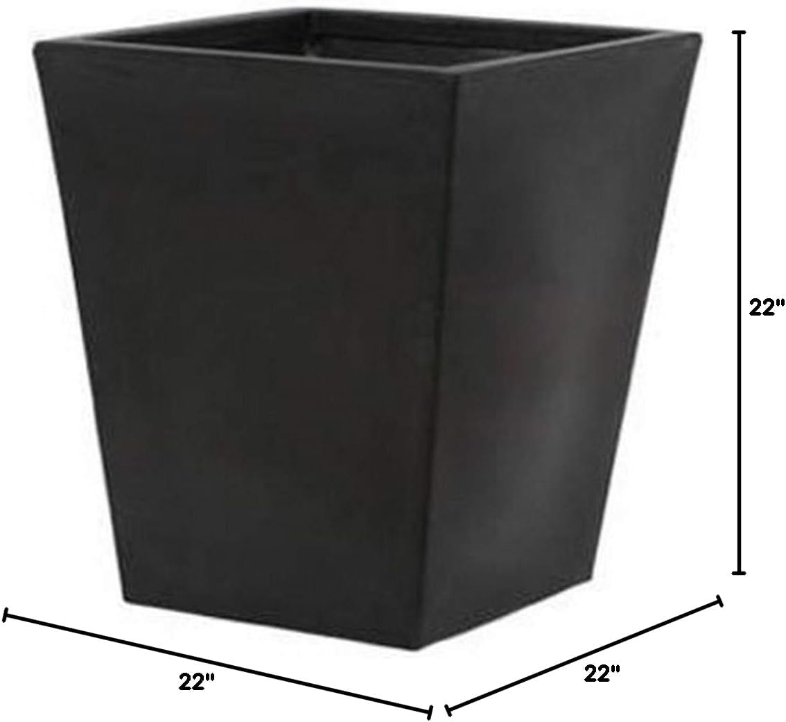 Tusco CT22BK Cosmo Square Planter, Black, 22-Inch