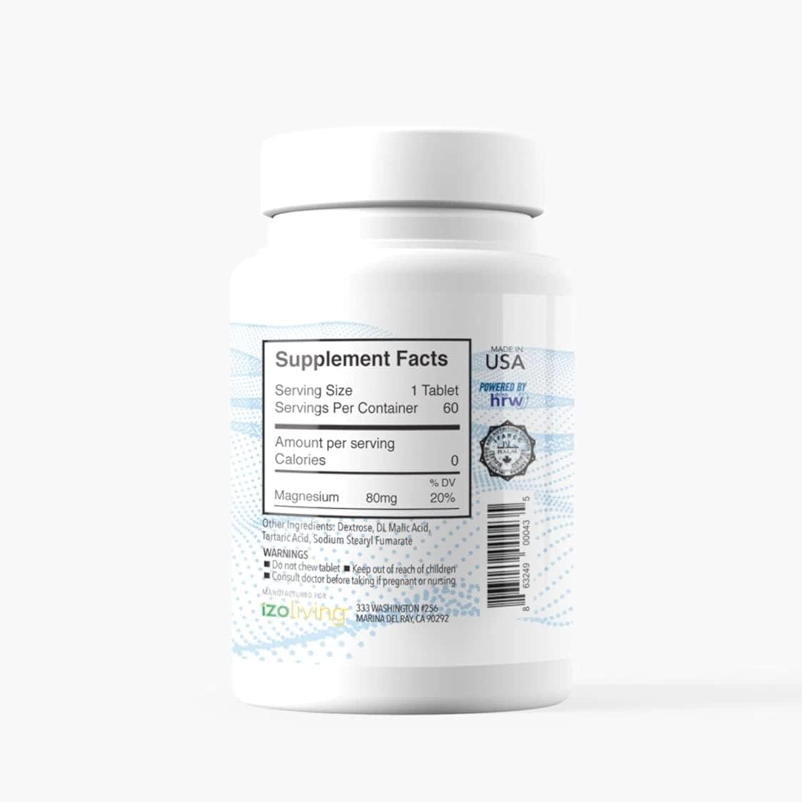 Molecular Hydrogen H2 Dietary Supplement, NON-GMO, Gluten Free, Soy Free (60 Tablets)