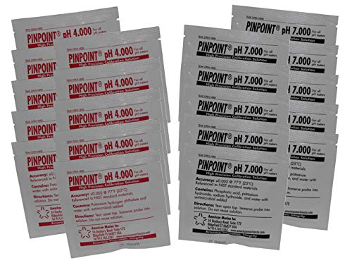Pinpoint® High-Precision 4.000 & 7.000 pH Calibration Fluids Kit (pH Buffer Solution), 20 Piece Set