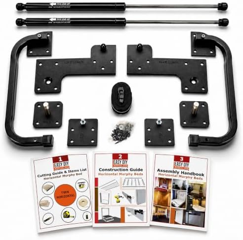 Queen Size Murphy Bed Hardware Kit — Vertical Wall Bed Frame | DIY Murphy Bed Kit with Gas Pistons + 3 Step-by-Step Guides | Made in North America | Hideaway Bed Mechanism