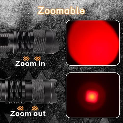 High Power 1 Mode Red LED Flashlight, Single Mode Red Flashlight, Red Light Flashlight Red Light Torch for Astronomy, Aviation, Night Observation