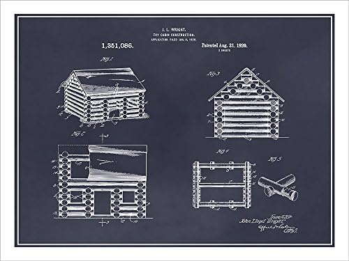 Studio 21 Graphix 1920 Lincoln Logs Construction Set Patent Print Art Poster UNFRAMED Blackboard 18" X 24"