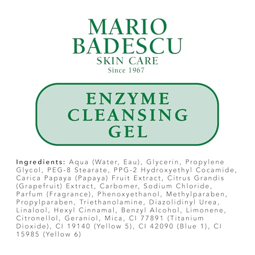 Mario Badescu Enzyme Cleansing Gel Face Wash, Oil-Free Facial Cleanser with Papaya Enzyme & Grapefruit Extract, Exfoliating Skin Care for All Skin Types, Removes Excess Oil & Impurities