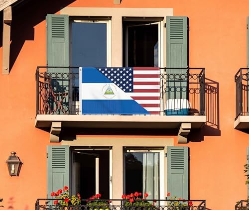 3×5 FT USA Nicaragua Friendship Flag, Large 150D America Nicaraguan Outdoor Banner