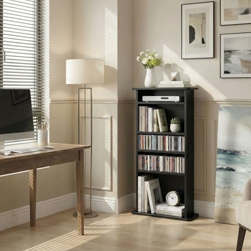 ZENY Multimedia Storage Cabinet DVD Rack Book Shelf Organizer Stand Audio Media Tower, 36" X 19" X 7" Black
