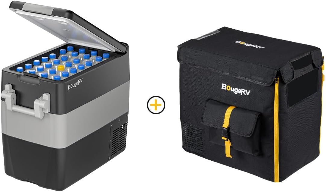 BougeRV 12V Refrigerator 42 Quart, Electric Car Cooler with MAX/ECO Mode