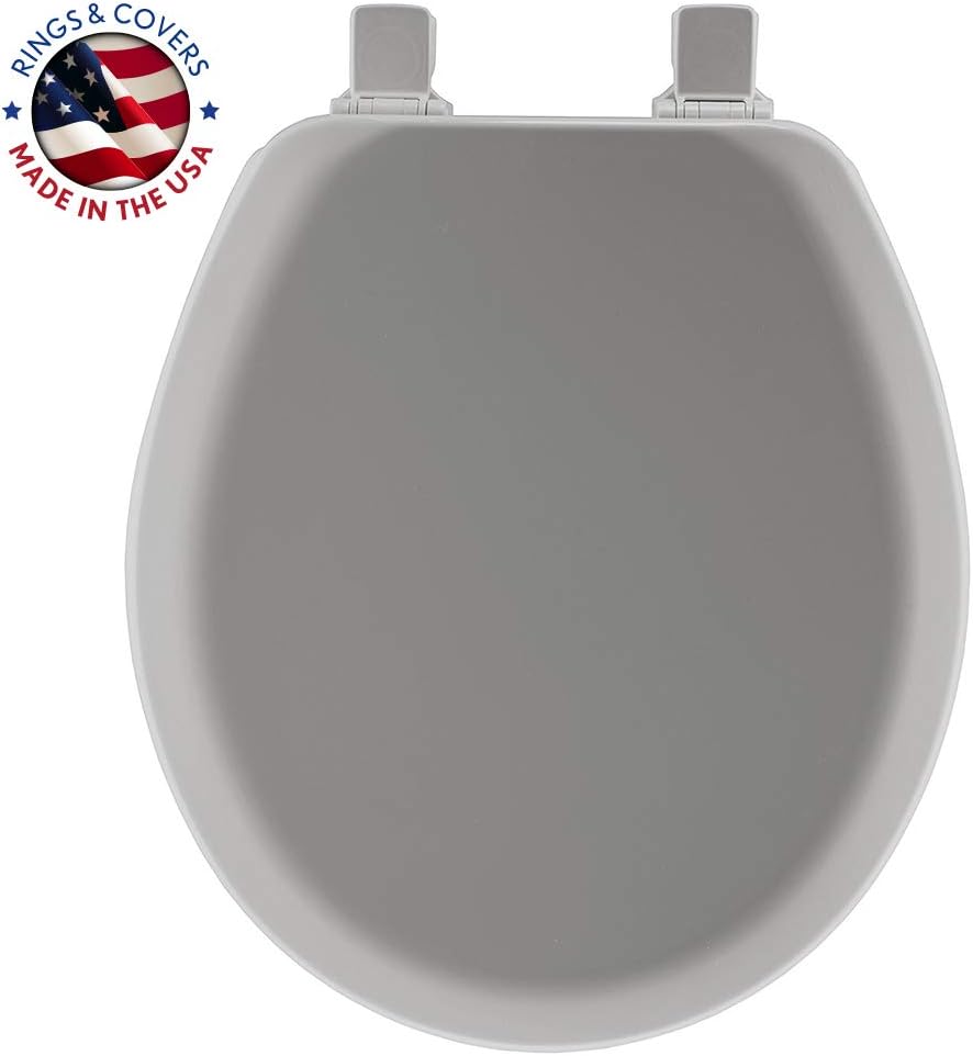 Mayfair Cameron Black Toilet Seat, Non Slip Heavy Duty Wood, Easy Clean, Made in USA, Round