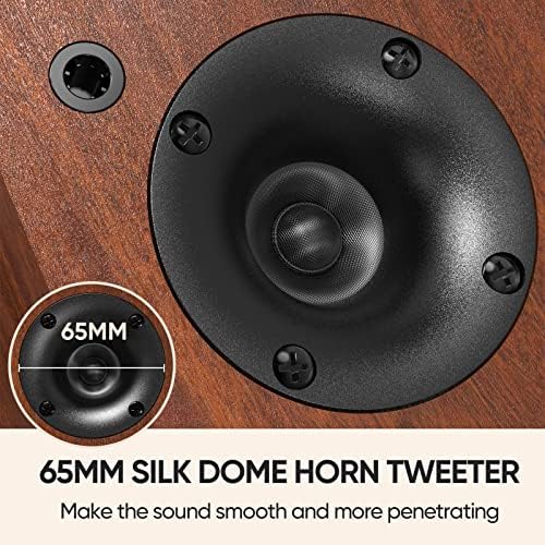 Saiyin Bluetooth Bookshelf Speakers for Record Player, Powered Studio Monitor Speaker with 5.2 Inch Woofer, Horn Tweeter and Optical RCA Inputs