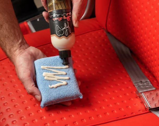 Jay Leno's Garage Leather Cleaner – Deep-Cleaning Leather Seat Cleaner for Car Interior, pH-Balanced Car Refresher That Gently Cleans, Lifts Grime, Refurbish and Restores All Leather Surfaces (16 oz)