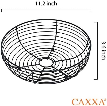 CAXXA Countertop Fruit Bowl, Wire Basket for Fruits, Breads, Vegetables,Snacks, Black