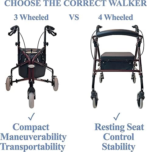 Freedom Lightweight Retractable 3 Wheel Walker with Balloon Tires