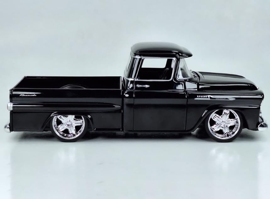 1958 Apache Fleetside Pickup Black Maxx Design American Classics Series 1/24 Diecast Model Car by Motormax 79311MXBK