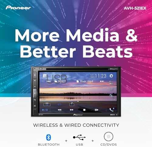 Pioneer AVH-521EX 6.8" Resistive Touchscreen Double Din Car Stereo | DVD Multimedia Receiver, Bluetooth, Backup Camera, SiriusXM, USB, FLAC Playback