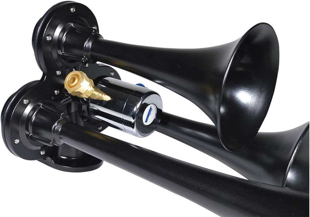 Hornblasters Stealth Black Caboose 12/24 Volt Air Horn Only - 3 Trumpets - Unique Tone