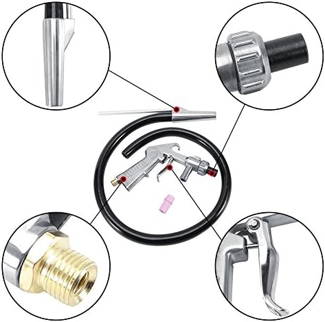 Jewboer Sandblaster Sand Blaster Gun Kit for Abrasive Media Blaster Sandblasting Cabinet with Hose Nozzles Tip