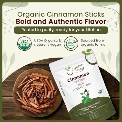 Organic Way True Ceylon Cinnamon Sticks - Origin - Sri Lanka (16 Ounce)