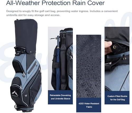 14-Way Golf Cart Bag with Organizer Divider | Full-Length Dividers, Rain Cover Included, Easy-Carry Handles, Club Organization, Cart Compatible