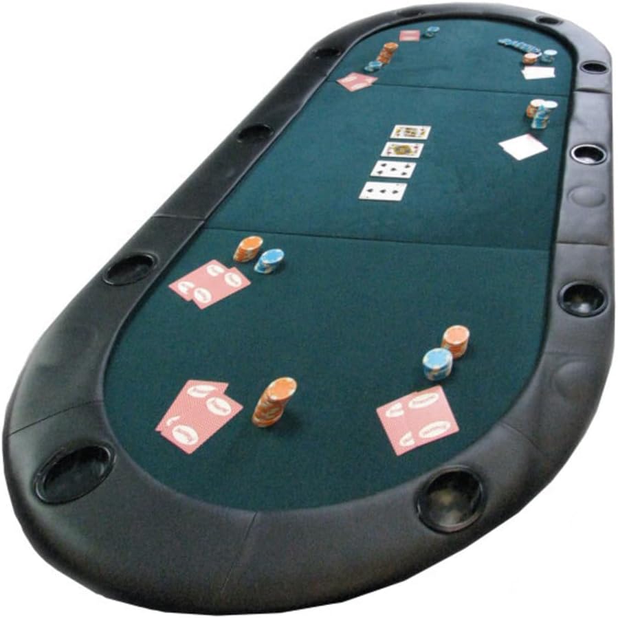 Foldable Poker Table Top - Water-Resistant Folding Mat with Cupholders and Padded Edges - Seats up to 10 People by Trademark Poker (Green)