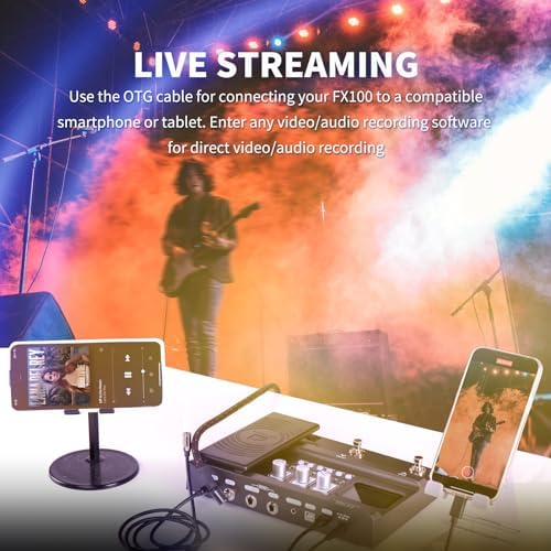 FLAMMA FX100 Guitar Multi-effects Pedal with 55 Amp Models 151 Built-in Effects 80' Looper 40 Drum Machine 10 3rd Party IR Slots Headphone OTG for