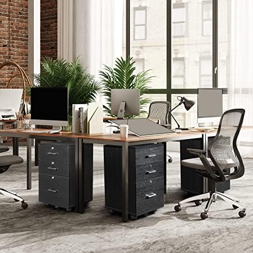 Karl home Wooden File Cabinet, 3 Drawer Vertical File Cabinets with 3 Lock | Printer Stand Mobile Storage Cabinet, Filing Storage Drawer for Home