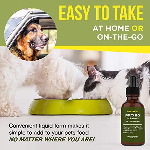 Probiotics for Dogs and Cat Probiotics - 120 Servings (1/2ml). 100% Natural Digestive Enzymes for Gas Relief and Healthy Digestion. Prebiotics via