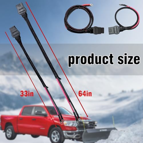 21294 61169 2 PIN Battery Cable Plow and Truck Side Fits for Western Fisher Snow Plow Replace 8245 8274 with Dust Cover, Western Plow Cables