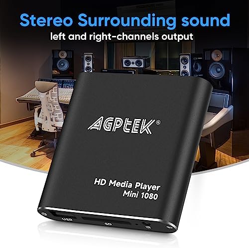 HDMI Media Player, Black Mini 1080p Full-HD Ultra HDMI Digital Media Player | for -MKV/RM- HDD USB Drives and SD Cards