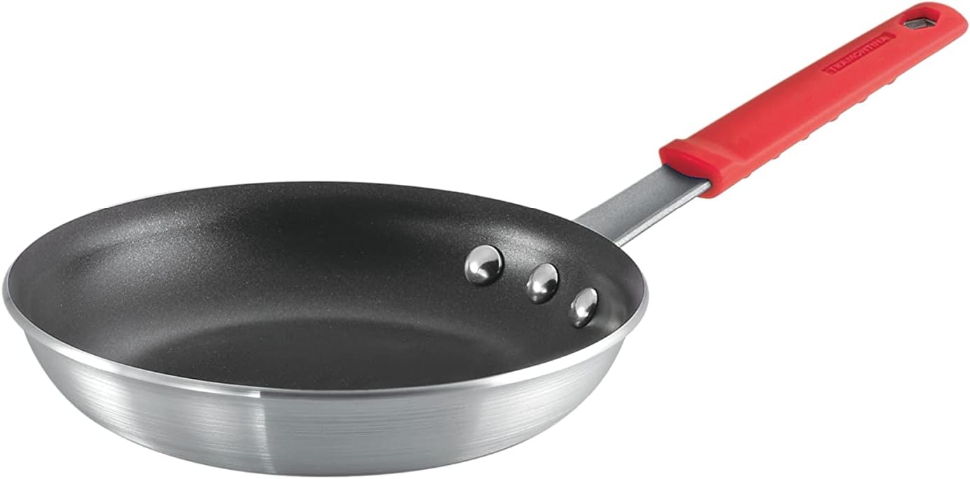 Tramontina Professional 8-Inch Non Stick Small Frying Pan | Heavy-Gauge Aluminum Skillet with Reinforced Nonstick Coating, Red Handle, Dishwasher and Oven Safe, Made in Brazil