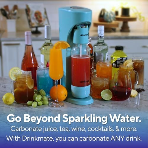 Drinkmate OmniFizz Sparkling Water Maker & Soda Streaming Machine | Carbonates Any Drink | ULTIMATE BUNDLE | Includes Three 60L CO2 Cartridges + Two