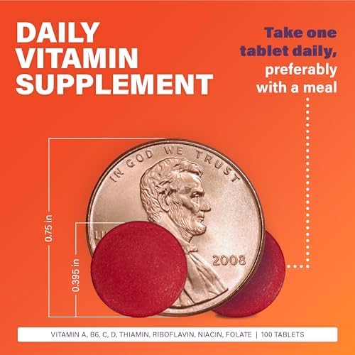 Rugby Daily-Vite Multivitamin for Adults, 100 Tablets (2-Pack) | Gluten-Free Dietary Supplement with Vitamin A, C, D and Thiamin