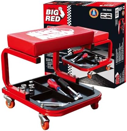 BIG RED Rolling Garage/Shop Creeper: 2-Piece, 36" Padded Mechanic Cart with Headrest and 6 Casters, Red,AR7565B,Torin