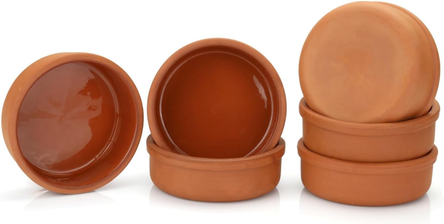Areste Mexican Clay Cookware Set (Set of 6)- Terracotta Cooking Pots, Bowls, Plates, and Serving Dishes - Premium Spanish Earthenware for Baking