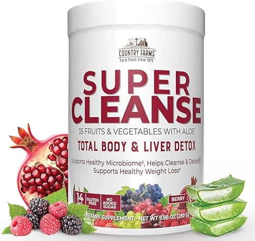 Country Farms Super Cleanse, Super Juice Cleanse, Supports Healthy Digestive System, 34 Fruits and Vegetables with Aloe