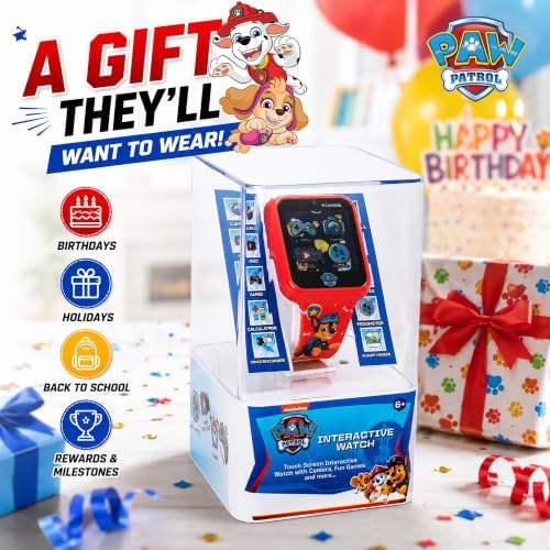 Accutime Paw Patrol Smart Watch with Camera for Kids and Toddlers - Interactive Smartwatch for Boys & Girls Featuring Games, Voice Recorder