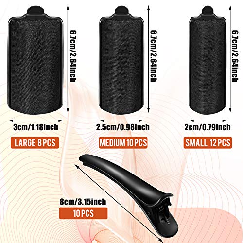 WILLBOND 40 Pcs Sponge Hair Rollers Satin Foam Curlers with Clips, Black