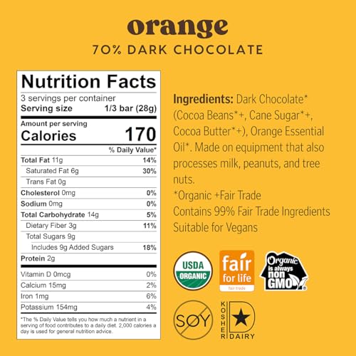 Theo Pure Organic Dark Chocolate Bar, 85% Cacao, 1 Bar | Vegan, Fair Trade
