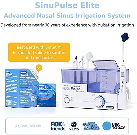 SinuPulse Elite Advanced Nasal Irrigation System, Pulsating Sinus Rinse Machine with 60 SinuAir Packets, Bonus Sinus Irrigator Tip, Travel Case