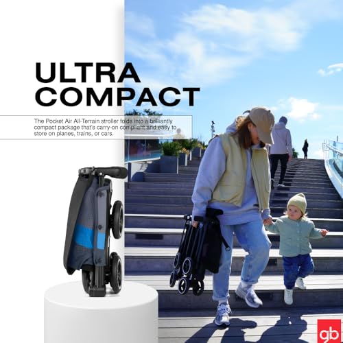 gb Pockit+ All-Terrain, Ultra Compact Lightweight Travel Stroller with Canopy and Reclining Seat in Velvet Black