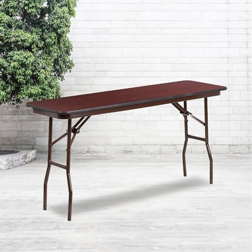 Flash Furniture 5 ft Laminate Folding Training Table, Mahogany | Durable Construction, Commercial Use