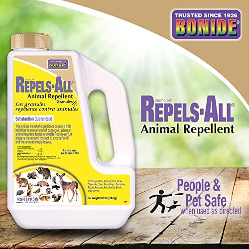 Bonide Repels-All Animal Repellent Granules, 6 lbs. | Ready-to-Use Deer & Rabbit Repellent, Deter Pests from Lawn & Garden