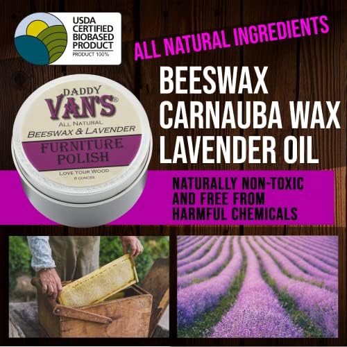 Daddy Van's All Natural Beeswax & Lavender Furniture Polish | Chemical-Free, Non-Toxic Beeswax Wood Conditioner