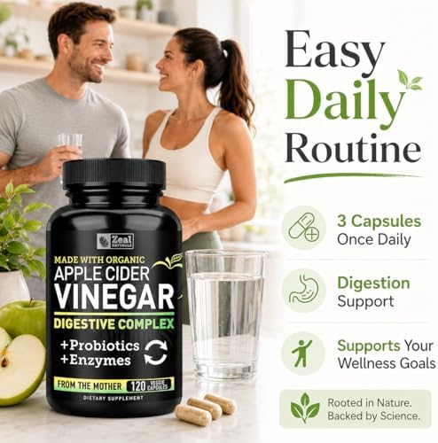 Zeal Organic Apple Cider Vinegar Capsules + Digestive Complex | GLP-1 Support