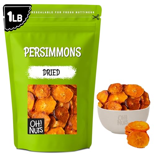 Oh! Nuts Dried Persimmon Slices No Sugar Added Dehydrated Fruit 1lb | Dried persimmons no sugar added - Dehydrated fruit slices - Persimmon fruit