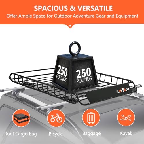 Universal Roof Rack Basket, 51"x36"x5", 250LB Heavy Duty for Truck | Premium heavy duty universal roof cargo basket, 250LB capacity