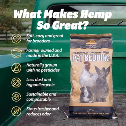 Eaton Pet and Pasture USA-Grown Hemp Bedding for Chickens & Rabbits, 8 Lbs