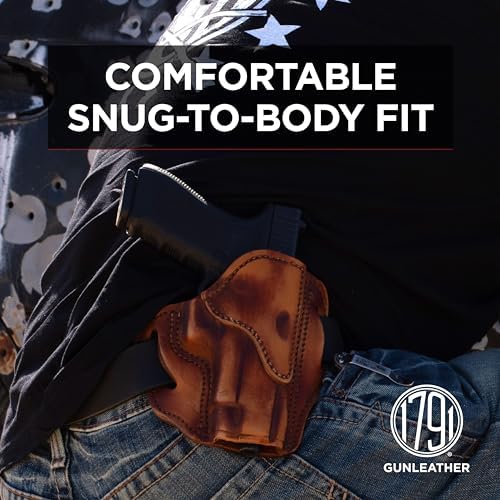 1791 Gunleather OWB Holster, Fits Sig P226, P220, P229, Beretta 92FS, VP9 | Right-handed leather gun holster also fits Beretta M9, Glock 17, 20, 21, 22, Springfield XD and 1911 with full rail