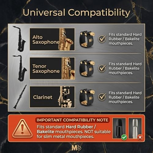 Leather Alto Saxophone Ligature Adjustable Single-Screw Fastener | for E-Flat Alto Sax Mouthpieces - Professional Woodwind Accessory for Warmer Tone